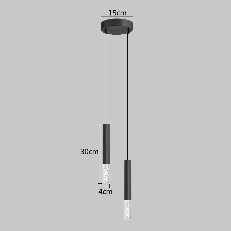 Modern black cylindrical decorbites led pendant light with crystal accents for restaurant living room and coffee bar use
