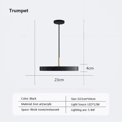 Black modern decorbites led pendant light with sleek iron and acrylic design featuring led bulb for indoor lighting