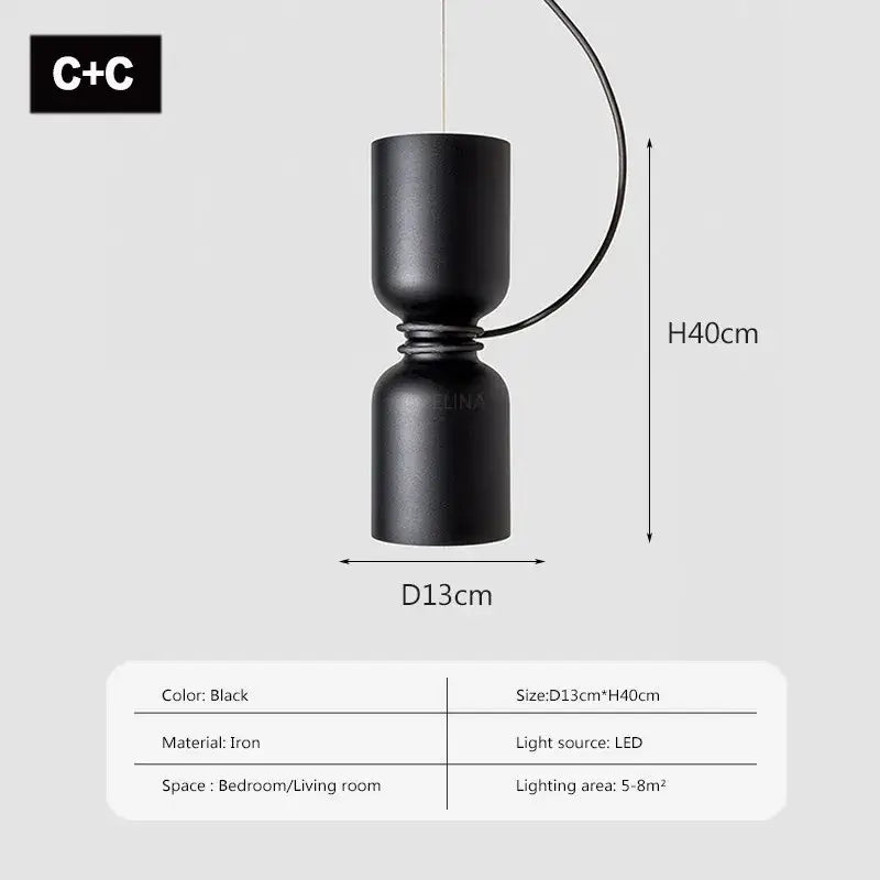 Black iron decorbites led pendant light with sleek minimalist design featuring two cylindrical sections for modern spaces