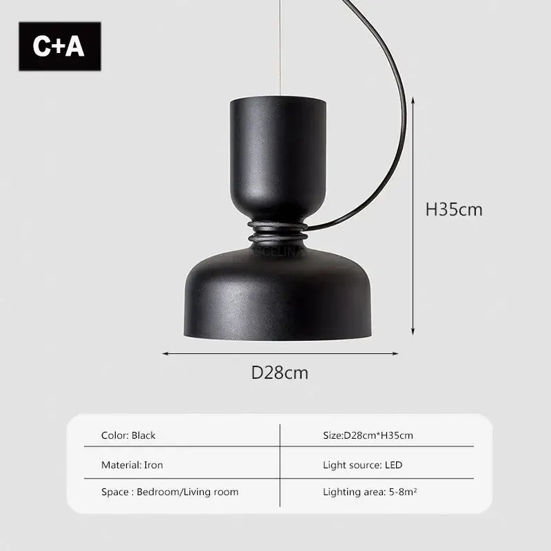 Black iron pendant light with sleek modern design and curved hanging wire by DecorBites led pendant light for versatile use