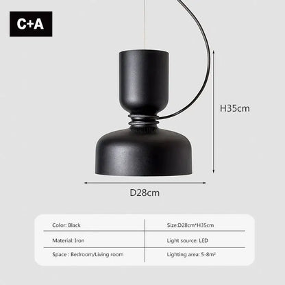 Black iron pendant light with sleek modern design and curved hanging wire by DecorBites led pendant light for versatile use