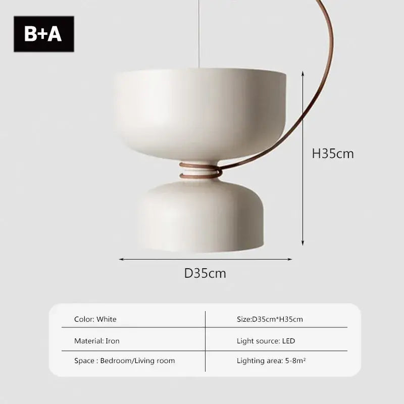 White iron DecorBites LED pendant light with sleek modern design and copper accent for bedroom and living room