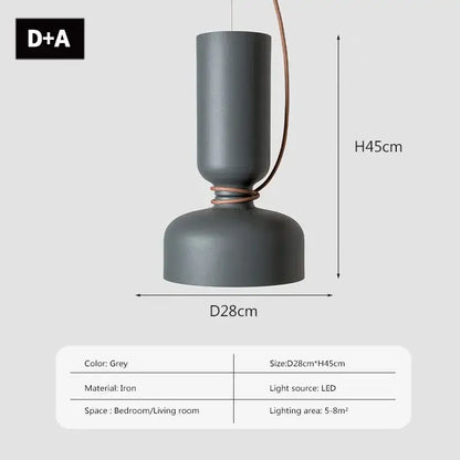 Grey iron pendant light with sleek cylindrical design and copper-toned cord decorbites led pendant for modern spaces