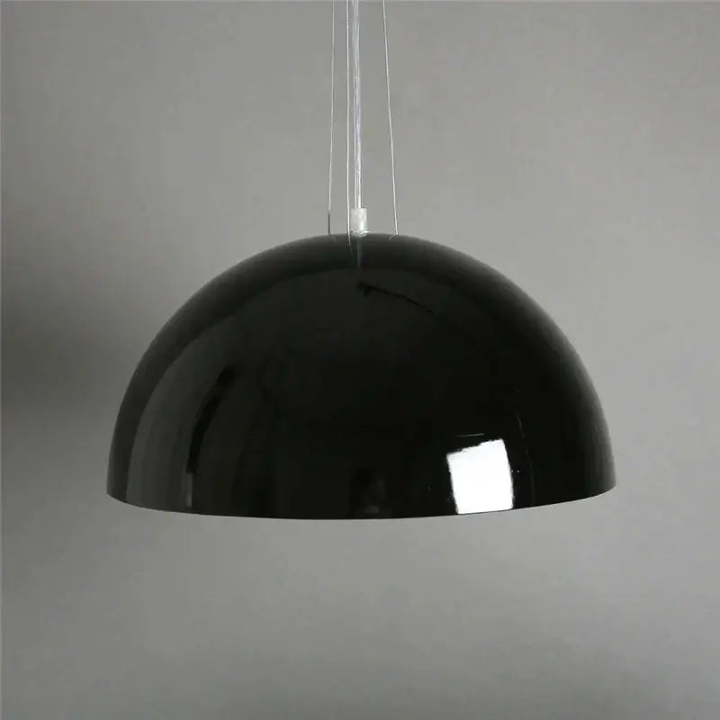 Black glossy dome-shaped DecorBites led pendant light with sleek modern design for indoor hanging chandelier decor