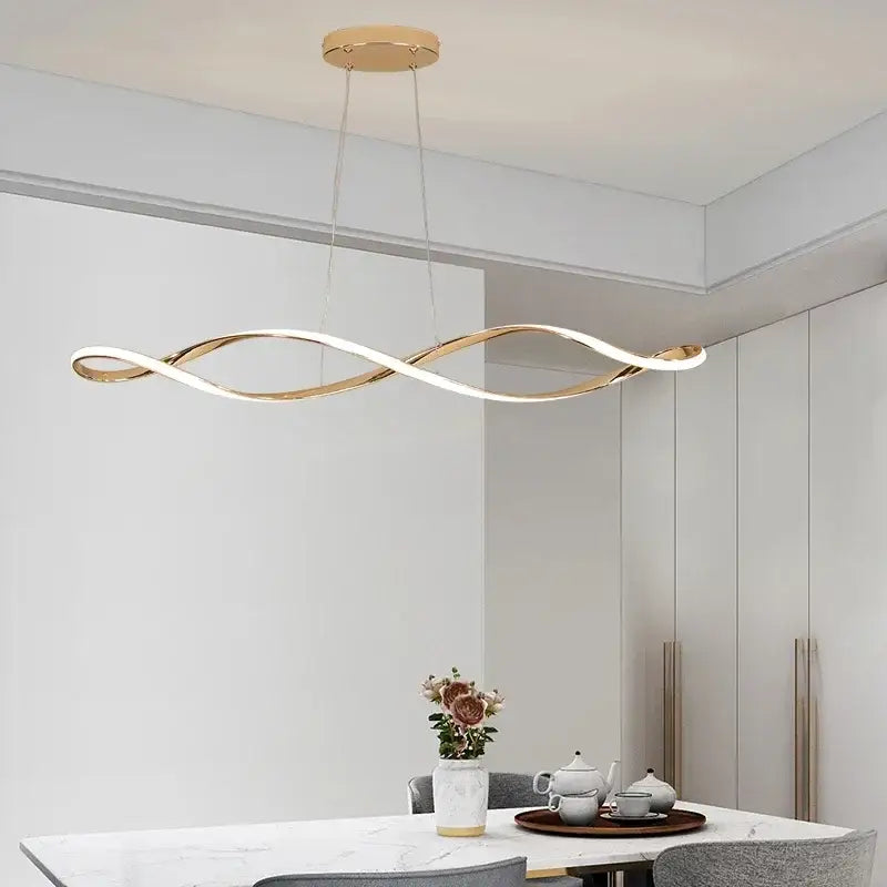 Decorbites led pendant light gold-toned sleek modern infinity-loop design for living dining room kitchen bar loft
