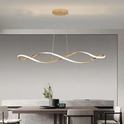 Decorbites led pendant light featuring a gold and white twisted design for modern living dining kitchen spaces