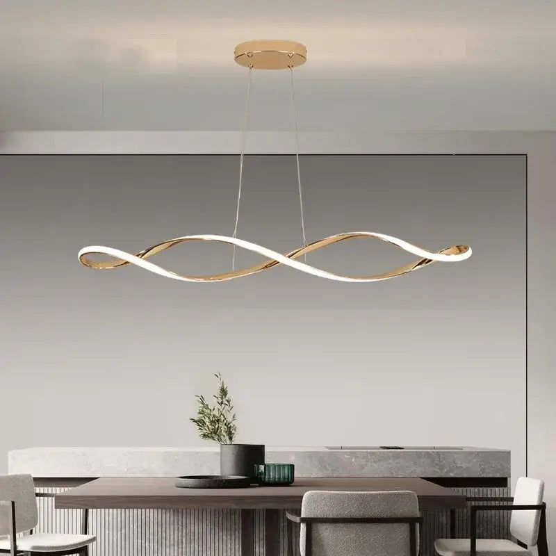 Decorbites led pendant light featuring a gold and white twisted design for modern living dining kitchen spaces