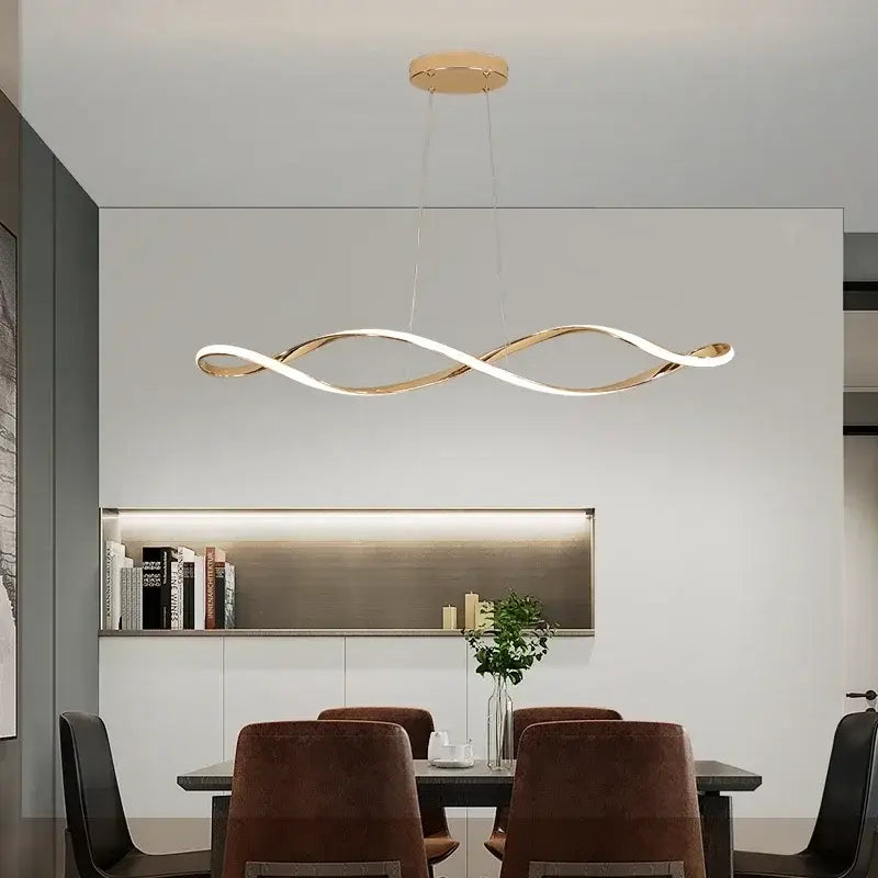 Decorbites led pendant light gold and white infinity-shaped modern pendant light for living dining kitchen bar loft