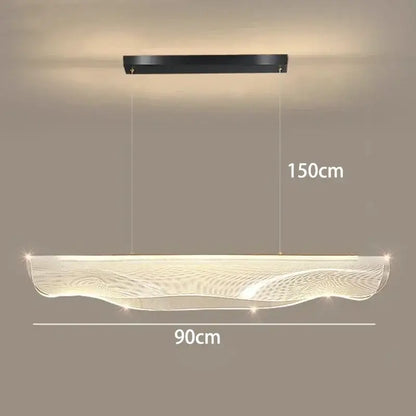 Modern minimalist DecorBites led pendant light with wave-patterned translucent acrylic body and black metal ceiling mount