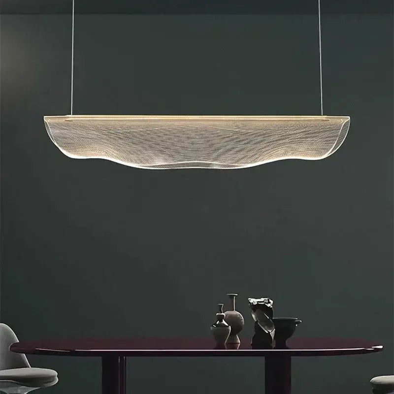 DecorBites led pendant light with wavy translucent glass and subtle internal lighting for modern living and dining rooms
