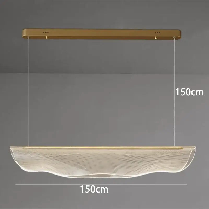 Decorbites led pendant light with 150cm gold metal frame and translucent glass shade for modern living room lighting