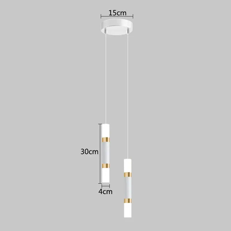 Modern minimalist DecorBites LED pendant light with white cylindrical body and gold accents for indoor dining and living rooms