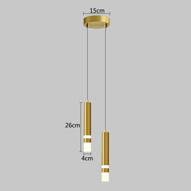 Modern gold-finished cylindrical decorbites led pendant light with white translucent accents for indoor use