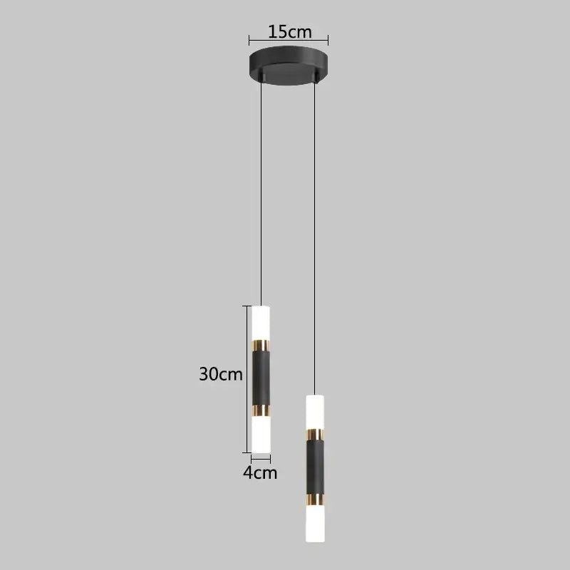 Modern black and white cylindrical decorbites led pendant light with gold accents for dining and living room decor