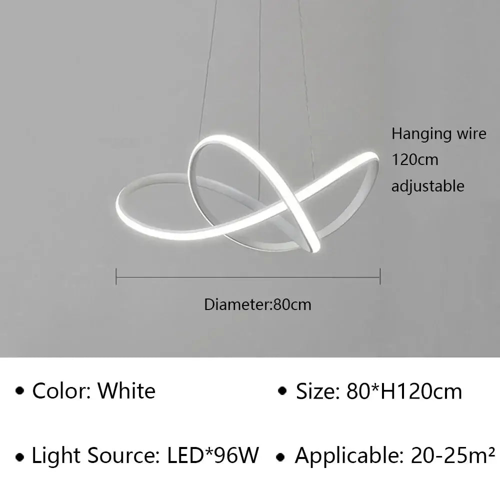 Decorbites led pendant light with sleek white interlocking circular rings for modern living and dining decor