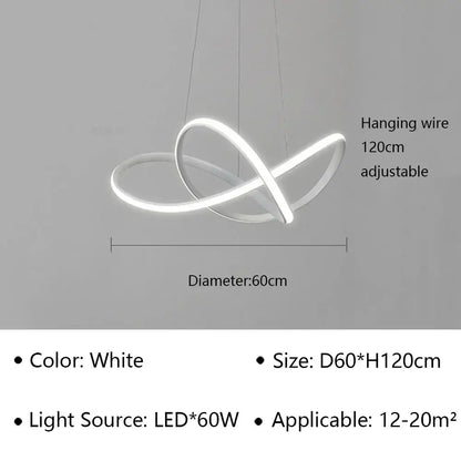 White DecorBites LED pendant light with a sleek modern infinity-loop design for living dining bedroom decor