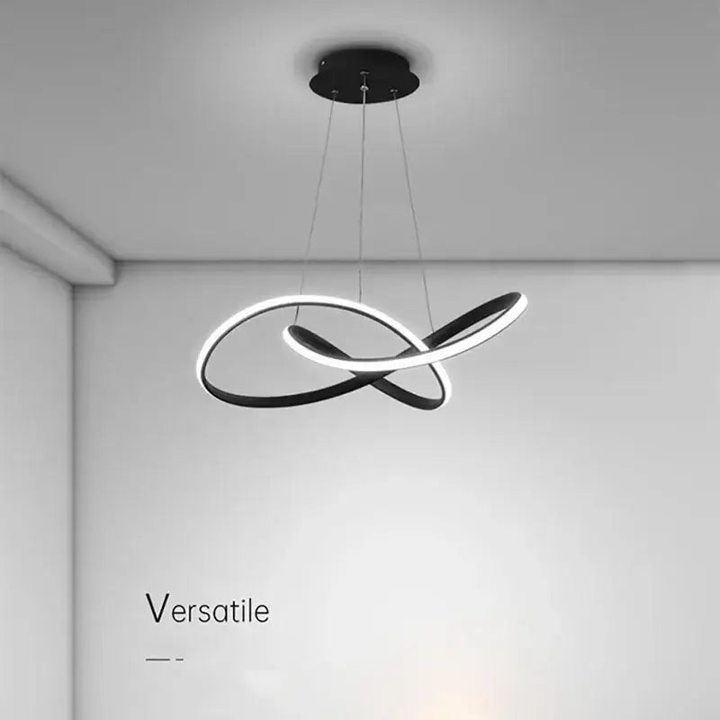 Modern black and white DecorBites led pendant light with infinity loop design for living dining hall and bedroom decor