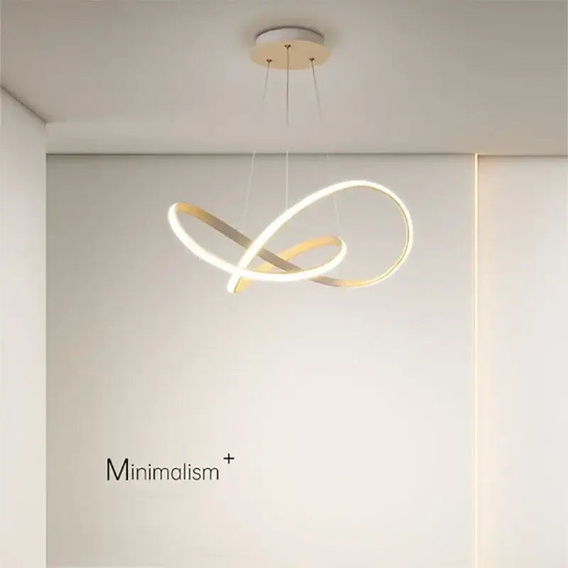 Modern infinity-loop pendant light with sleek gold and white design decorbites led pendant for living and dining rooms