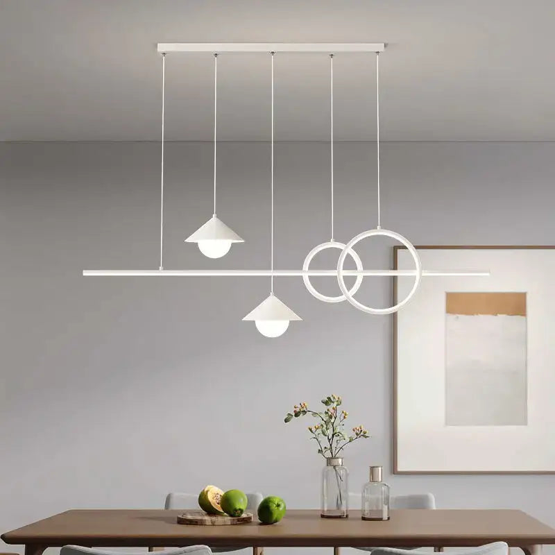 Decorbites led pendant white modern minimalist geometric pendant light with intersecting circles and cone shades