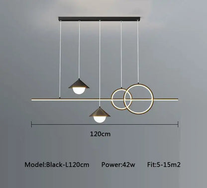Black modern pendant light fixture with geometric conical shades and rings by DecorBites led pendant for living room