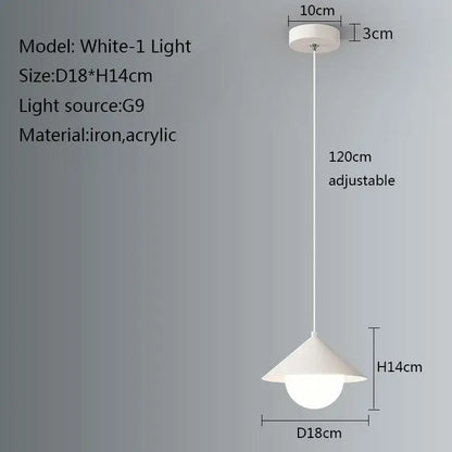 White-1 decorbites led pendant light with sleek iron and acrylic design for modern dining room and living room decor