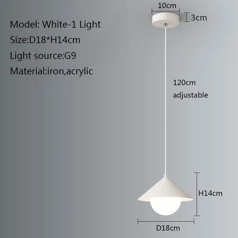 White-1 decorbites led pendant light with sleek iron and acrylic design for modern dining room and living room decor