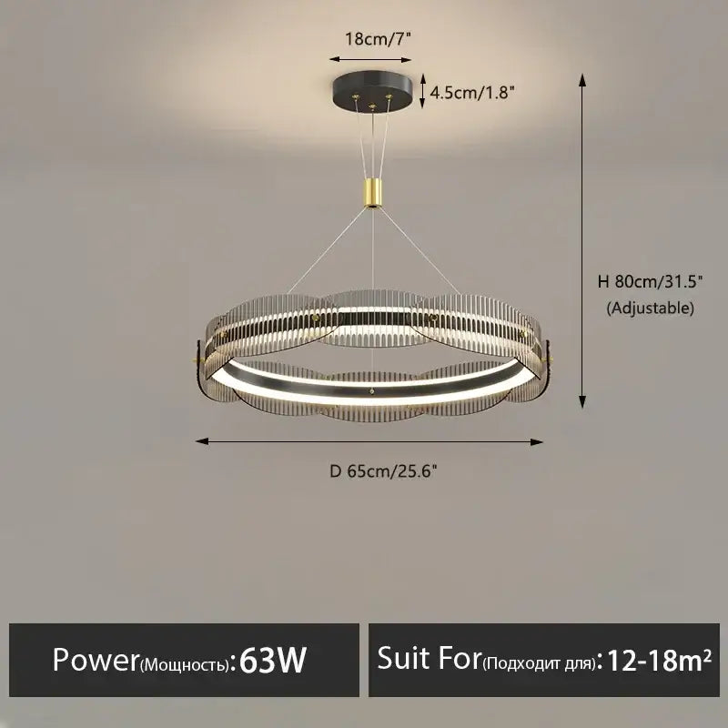 Modern minimalist decorbites led pendant light with sleek double-ring design in metallic silver and gold accents for living spaces