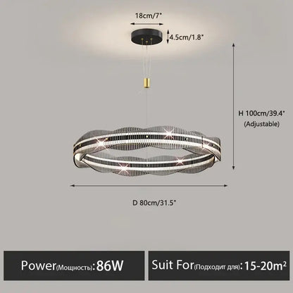 Modern black and silver metallic DecorBites LED pendant light with adjustable height for living and dining areas