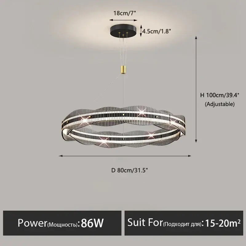 Modern black and silver metallic DecorBites LED pendant light with adjustable height for living and dining areas