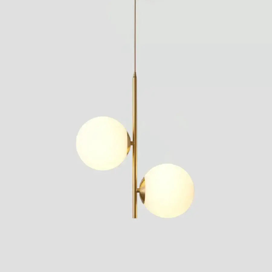 Modern brass pendant light with two frosted glass spheres decorbites led pendant light for home decor lighting