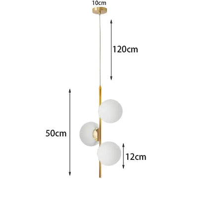Modern gold-toned DecorBites LED pendant light with three frosted glass spheres for home decor lighting