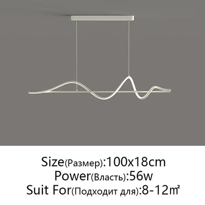 Modern white DecorBites LED pendant light with sleek wavy design ideal for home restaurant and office lighting