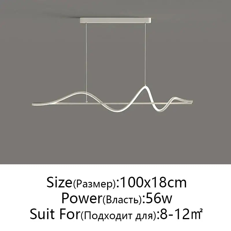 Modern white DecorBites LED pendant light with sleek wavy design ideal for home restaurant and office lighting