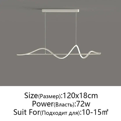 Modern white DecorBites LED pendant light with sleek wavy design for home restaurant and office lighting