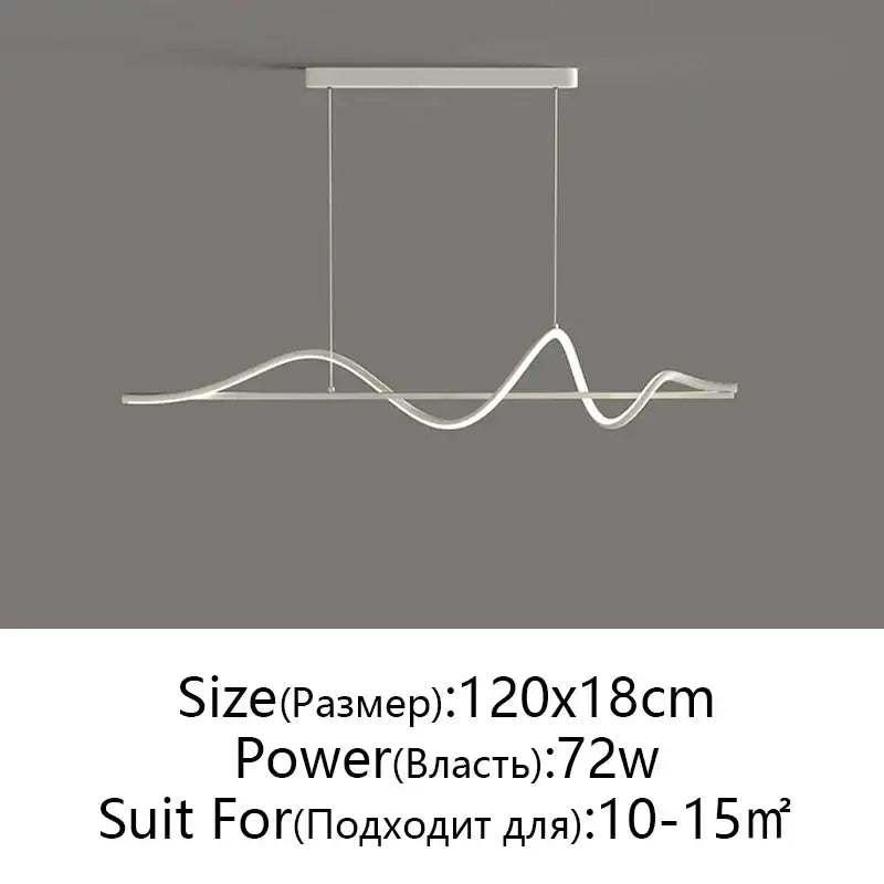 Modern white DecorBites LED pendant light with sleek wavy design for home restaurant and office lighting