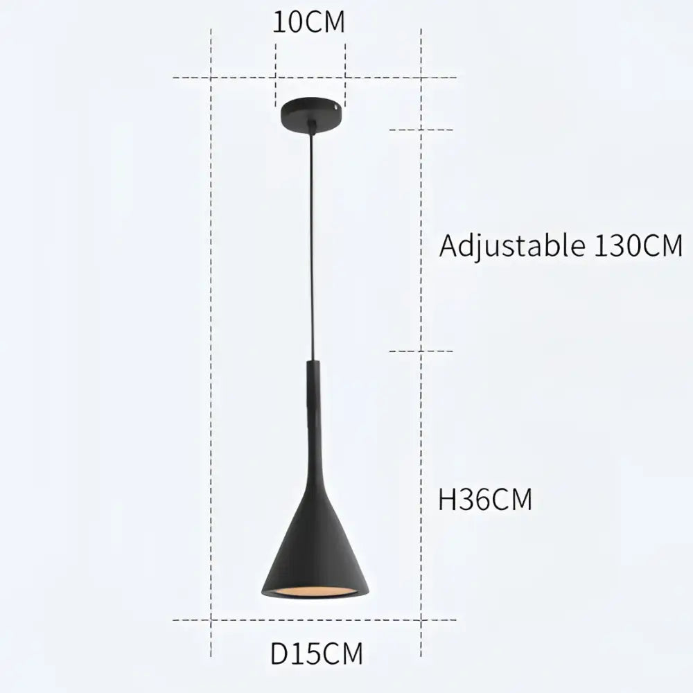 Black matte decorbites led pendant light with conical shade and adjustable hanging length for modern interiors