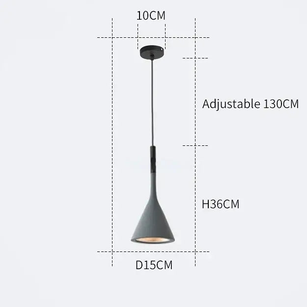 Modern gray conical pendant light with matte finish and adjustable length from decorbites led pendant light collection