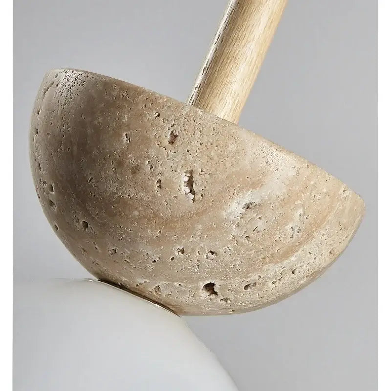 Beige textured stone ladle with light wood handle featured in decorbites led pendant light nordic modern hang lamp