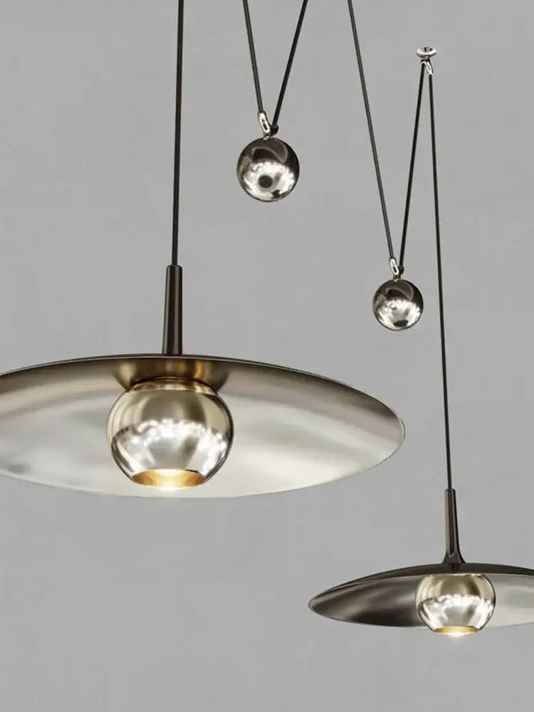 Modern decorbites led pendant lighting lamp with sleek metallic finish and spherical glass bulbs for bedroom or dining room