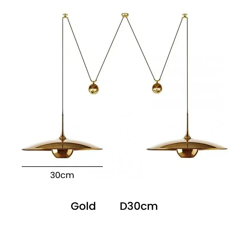 Gold decorbites led pendant lighting lamp with sleek curved design and adjustable hanging for bedroom or dining room