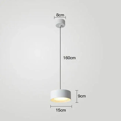 Minimalist white cylindrical decorbites led pendant light with warm glow 8cm ceiling mount 15cm base for living room