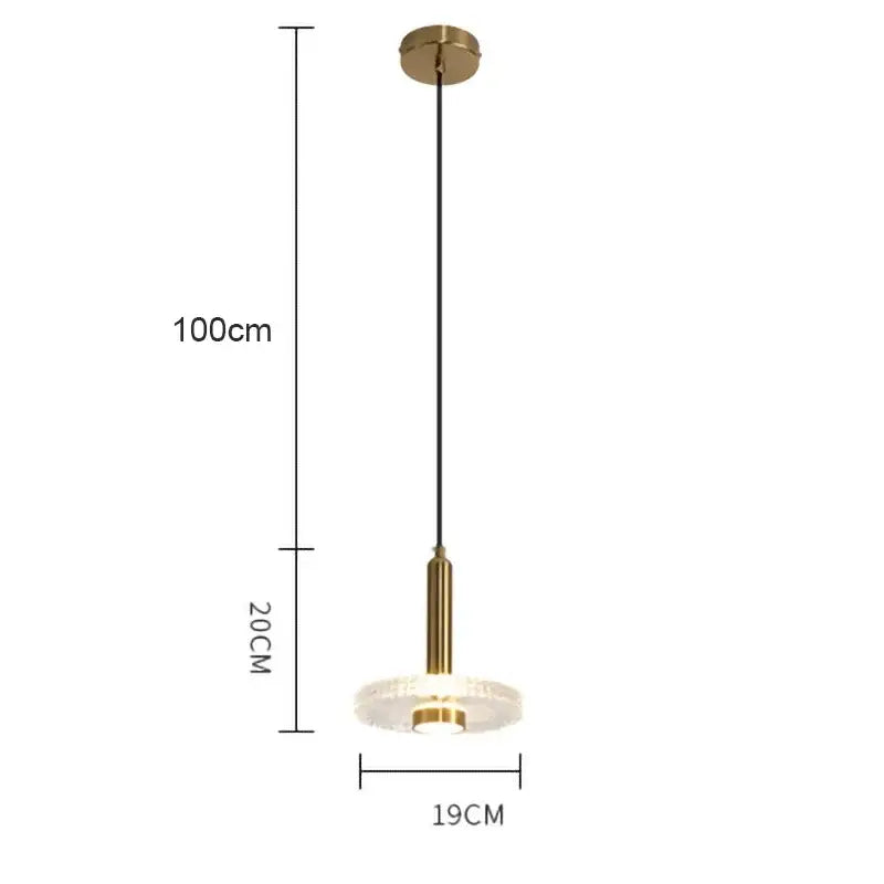 A modern gold-toned decorbites led pendant light with black cord and frosted glass shade for indoor home decor lighting