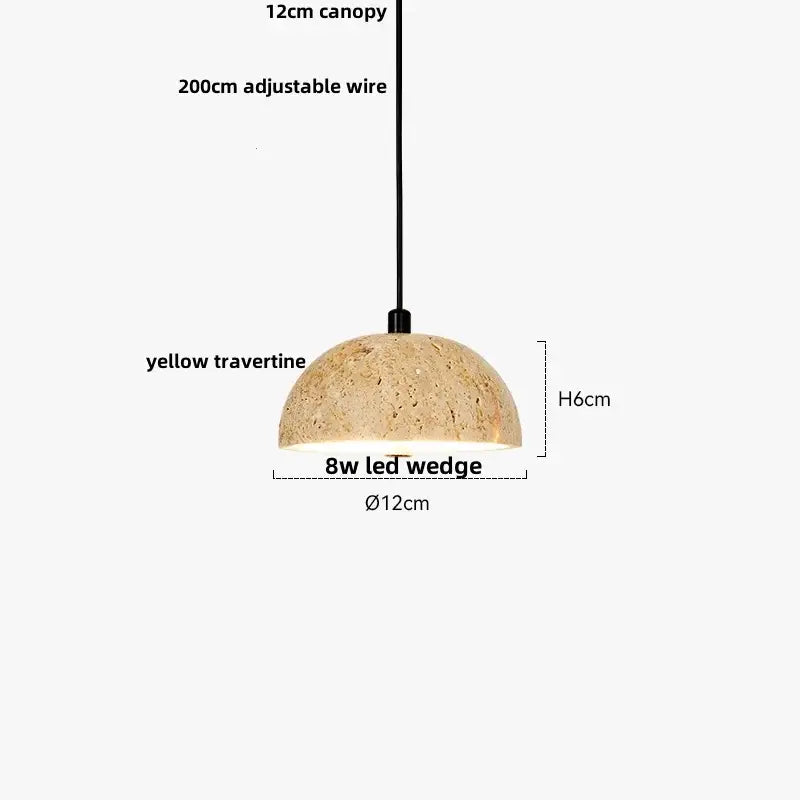 DecorBites led pendant yellow travertine stone lamp with warm texture 12cm canopy adjustable wire pendant lights bar