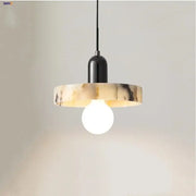 Decorbites led pendant featuring a creamy beige marble patterned shade and black metal fixture pendant lights bulgari stone