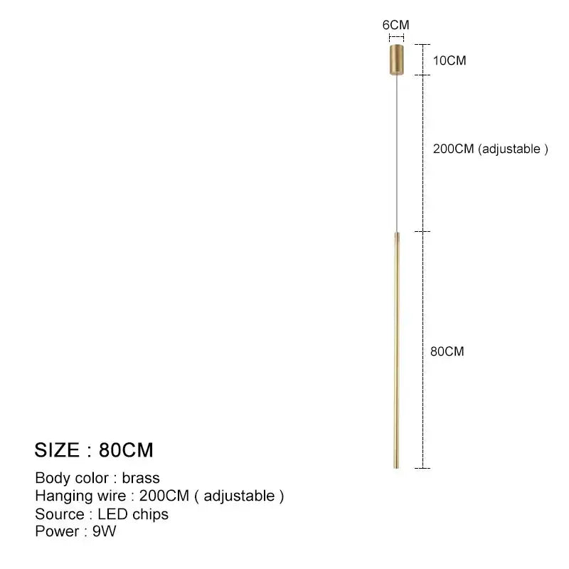 Brass minimalist decorbites led pendant lights with adjustable wire and led chips for dining room and bedroom decor