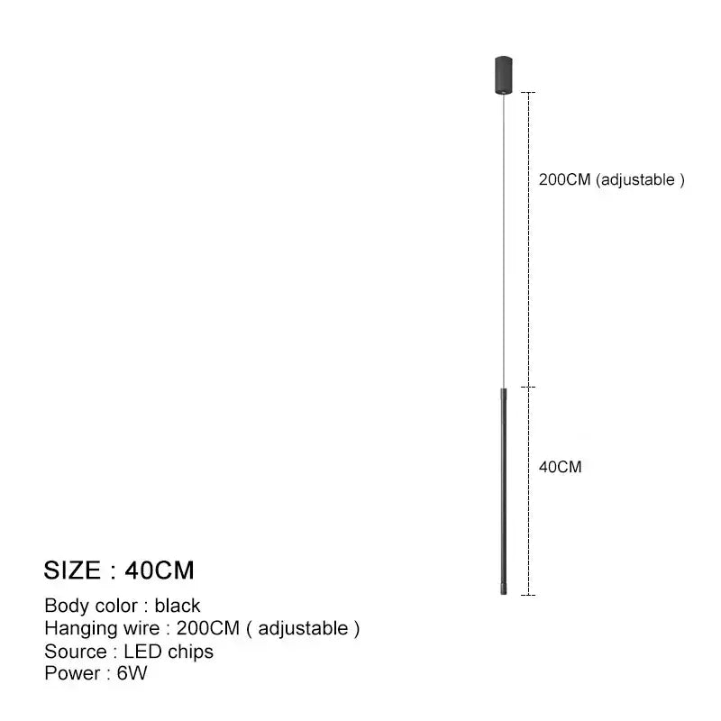 Black cylindrical decorbites led pendant light with adjustable 200cm hanging wire and led chips for indoor use