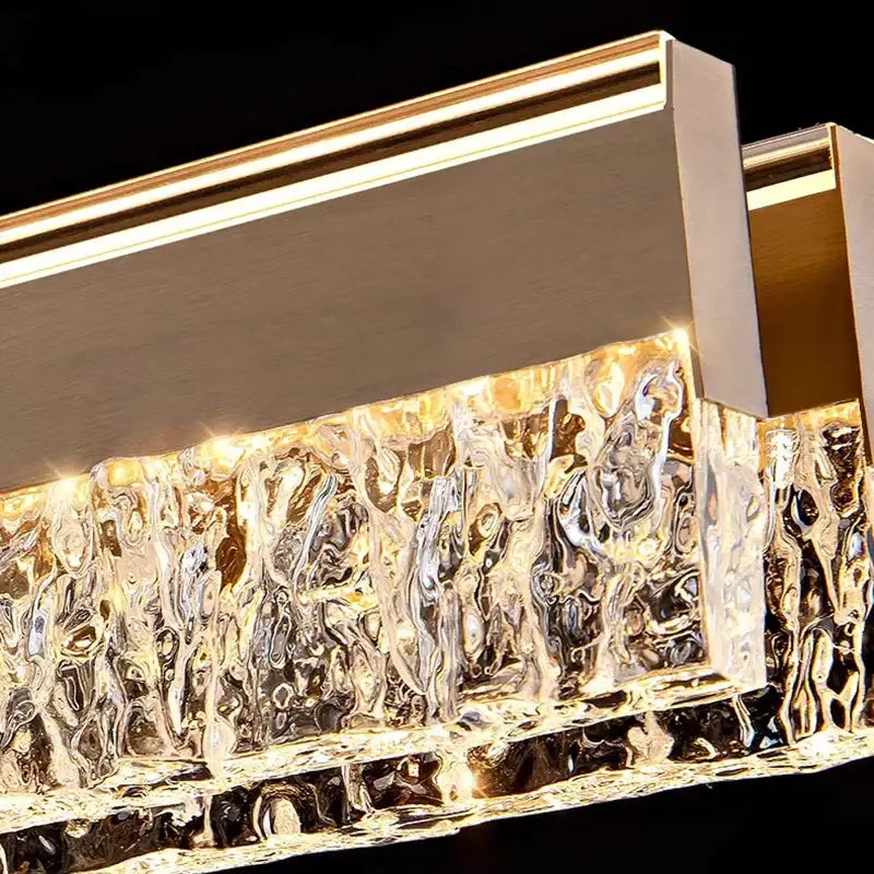Gold-finished decorbites led pendant lights chandelier with textured translucent crystal panels for modern indoor lighting
