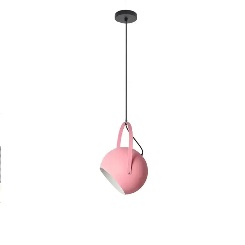 Pink spherical decorbites led pendant light with black cord for dining and home decor led pendant lighting