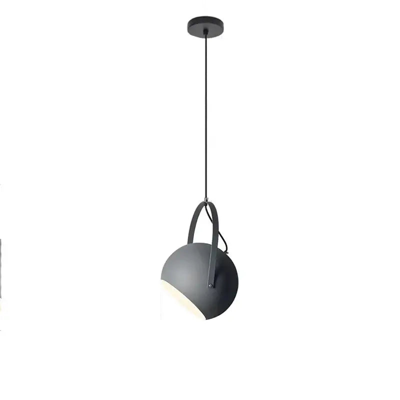 Modern matte black spherical pendant lights with sleek metal handle and thin cord suspension for decorbites led pendant use