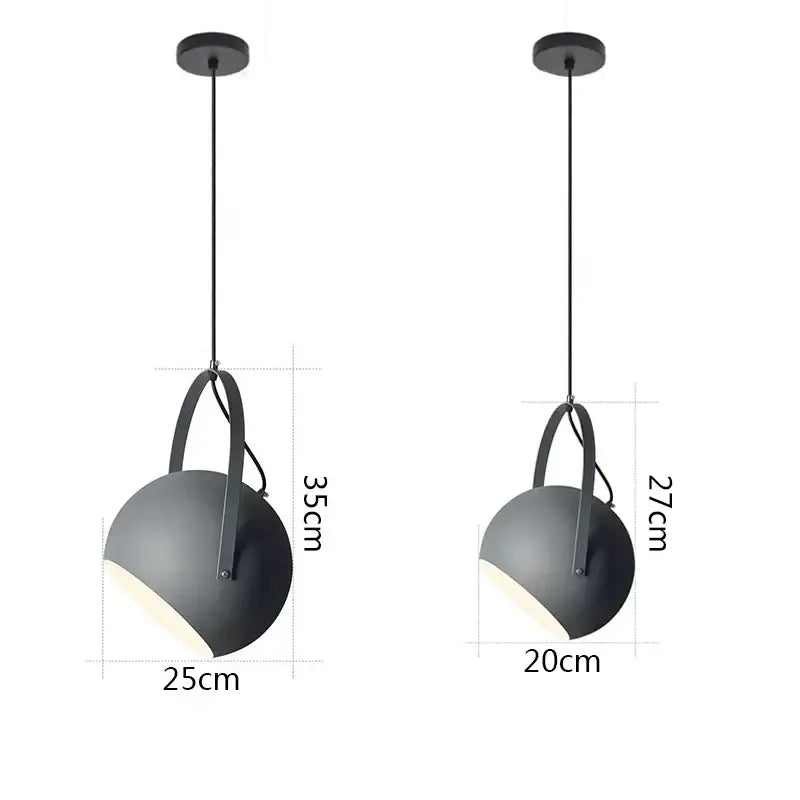 Matte black spherical pendant lights with sleek metal handle and cord by decorbites led pendant for dining and home decor lighting